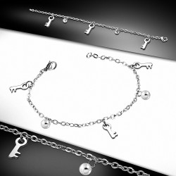 Bracelet à breloques / bracelet de cheville avec mini chaîne en acier inoxydable avec chaîne de rallonge