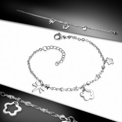 Bracelet chaîne / bracelet de cheville en extension avec libellule étoile en acier inoxydable