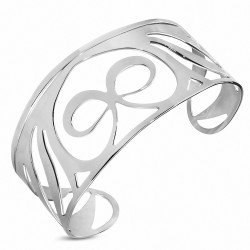 Bracelet manchette en dentelle avec coeur en spirale en acier inoxydable