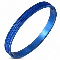 DIA-58mm x 6mm | Bracelet articulé plat en acier inoxydable anodisé bleu sablé