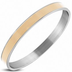 DIA-65mm x 8mm | Bracelet pour femmes en acier inoxydable émaillé de couleur pastel pêche feuilleté