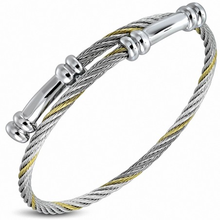 Bracelet manchette en acier inoxydable  câble torsadé