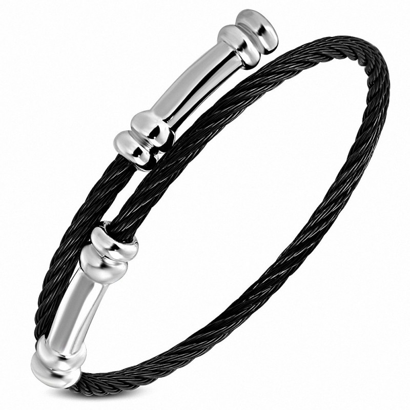 Bracelet manchette Torc en acier inoxydable avec maillons torsadés