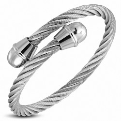 Bracelet manchette rond en fil de câble torsadé celtique en acier inoxydable