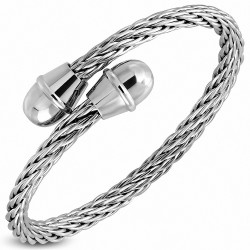Bracelet manchette torc rond en fil de câble torsadé celtique en acier inoxydable