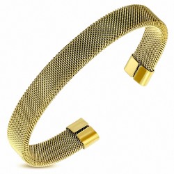 x 10mm | Bracelet manchette Torc en acier inoxydable doré