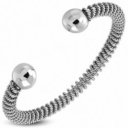 Bracelet manchette magnétique Torc rond en acier inoxydable