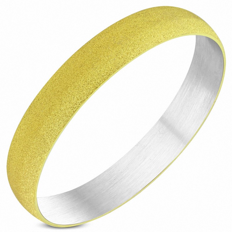 DIA-67mm x 12mm | Bracelet large rond sablé en acier inoxydable à deux tons