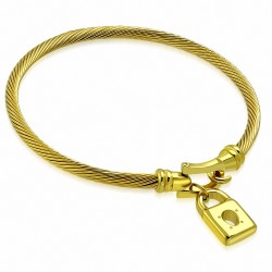 Bracelet à breloques en forme de cadenas filaires celtiques en acier inoxydable doré