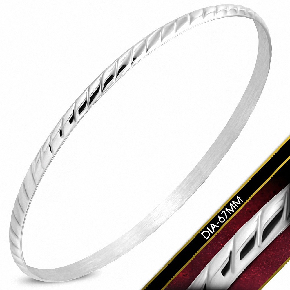 DIA-67mm x 3.5mm | Bracelet rond maigre tordu en acier inoxydable