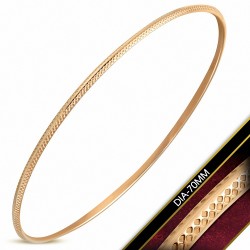 DIA-70mm x 2mm | Bracelet rond maigre gravé en acier inoxydable plaqué de couleur d'or rose / rose