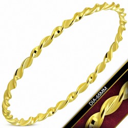 DIA-65mm x 3.5mm | Bracelet rond torsadé en acier inoxydable doré