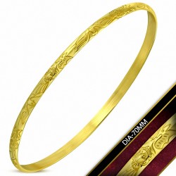 DIA-70mm x 4mm | Bracelet rond avec papillon aigle gravé en acier inoxydable doré
