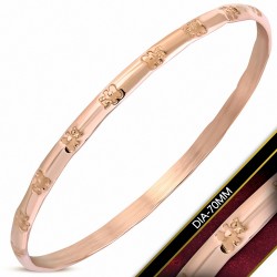 DIA-70mm x 4.5mm | Bracelet rond Teddy Bear gravé en acier inoxydable plaqué de couleur d'or rose / rose