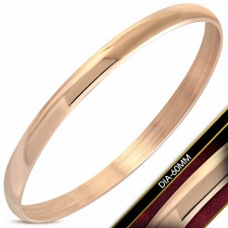 DIA-60mm x 6mm | Bracelet rond en acier inoxydable plaqué de couleur d'or rose / rose