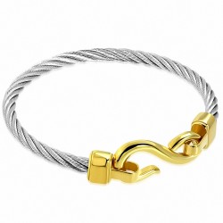 Bracelet à bascule torsadé en acier inoxydable 2 tons avec verrou Infinity