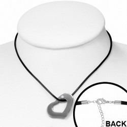 Collier extensible en caoutchouc avec cordon de caoutchouc noir au cœur de carbure de tungstène noir et cZ transparent