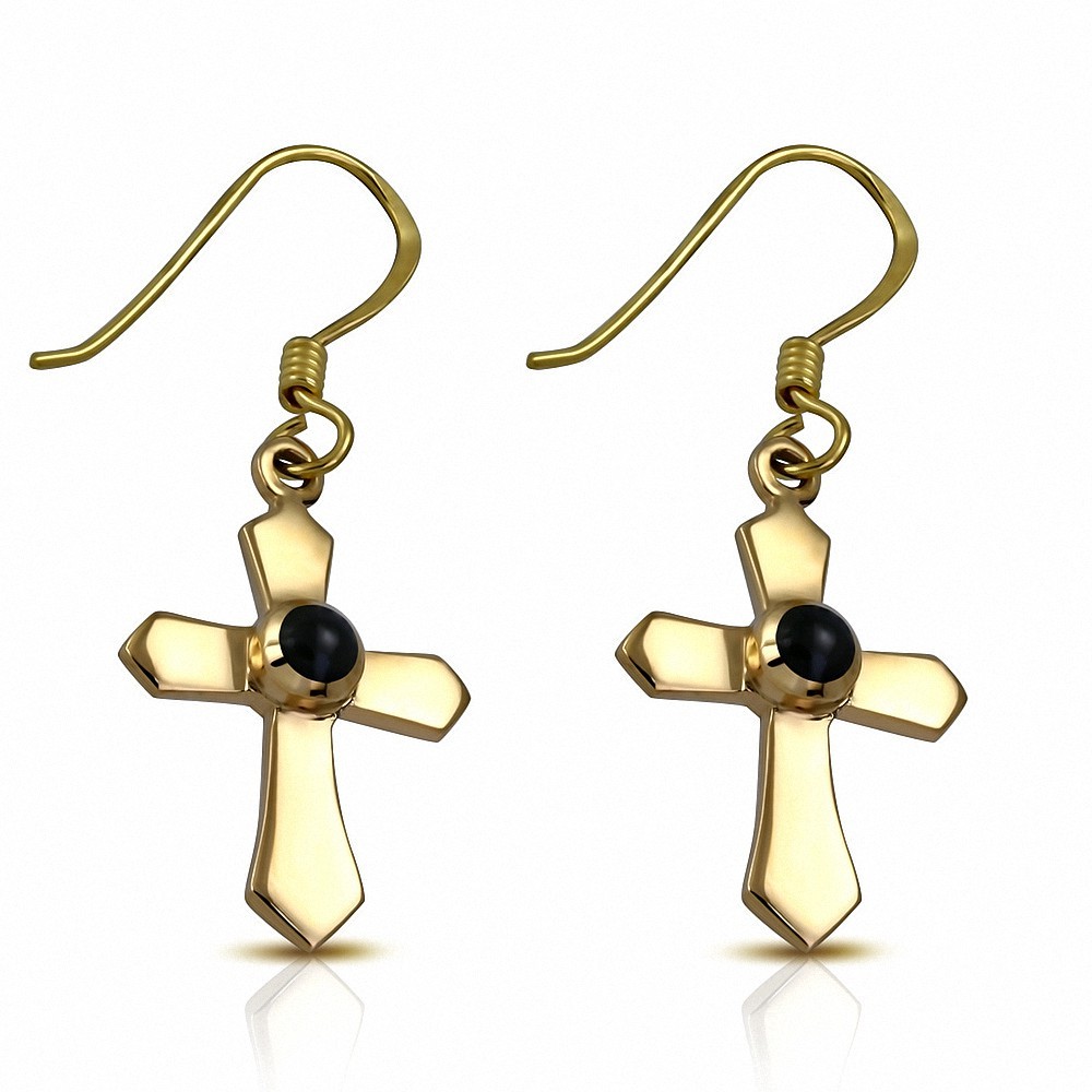 Boucles d'oreilles en bronze avec onyx noir (paire)