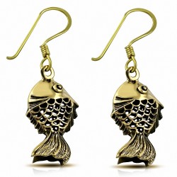 Boucles d'oreilles crochet de poisson en bronze à la mode (paire)