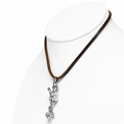 Collier de motard en cuir marron clair avec motif de couronne en alliage fantaisie couronne en cuir de vache clair