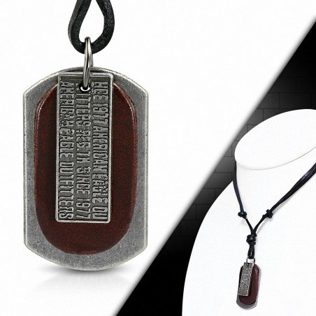 Collier ajustable en cuir marron avec breloque 3 tons en alliage fantaisie