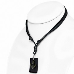 Collier en alliage de mode 2-ton marine ancre marine brun charm réglable noir véritable cuir Biker