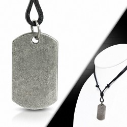 Collier en cuir noir avec breloque 2 en 1 en alliage à la mode