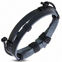 Bracelet ajustable en cuir noir avec cordon de corde à la mode