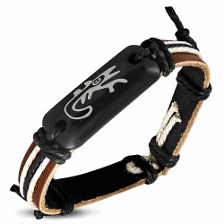 Bracelet montre de style montre en lézard porte-bonheur en spirale cuir marron et corde