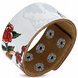 Bracelet motard en cuir à la mode avec  Skull Rose Paint Design - BHY027