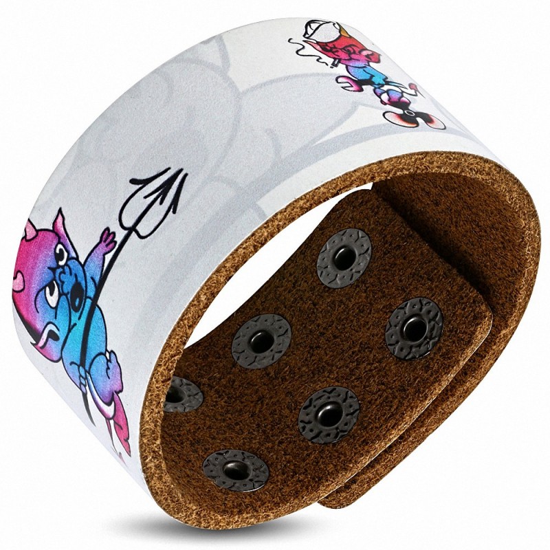 Bracelet pression en cuir avec motif de peinture à la mode Little Devil - BHY032