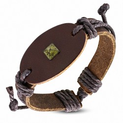 Bracelet ajustable en cuir marron à la mode et à la mode avec clous de pyramide - FBK520