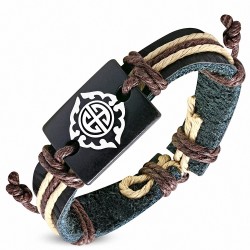 Bracelet montre de style montre en corde et cuir noir avec corde