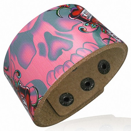 Bracelet en cuir de mode Snap Biker  Skull Kills Love lentement peinture Design