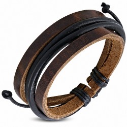 Bracelet en cuir marron ajustable multi-cordes à la mode - FWL123