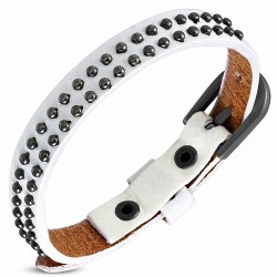 Bracelet en cuir blanc avec boucle de ceinture et cercle rond