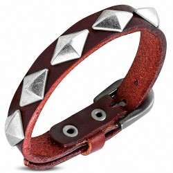 Bracelet en cuir véritable avec boucle de ceinture en forme de diamant