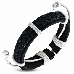 Bracelet ajustable en cuir noir tressé à la mode et à la corde