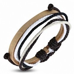 Bracelet ajustable en cuir avec cordon multicolore