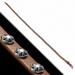 Bracelet en cuir marron véritable avec maltais et boucle de ceinture à boucles multiples