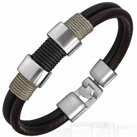 Bracelet fantaisie en cuir avec cordon enroulé à la mode