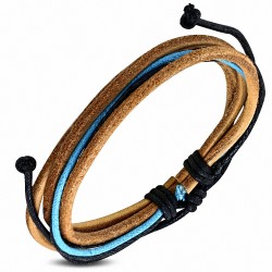 Bracelet ajustable en cuir avec cordon multicolore à la mode
