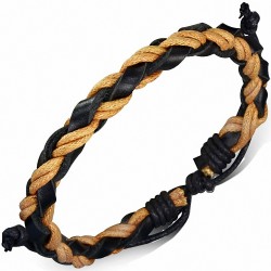 Bracelet réglable en cuir noir tressé à la mode et à la corde