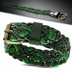 Bracelet tressé en cuir vert tressé en cuir vert