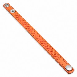 Bracelet pression en cuir véritable orange croisé avec cordes croisées