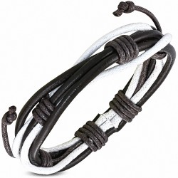 Bracelet ajustable en cuir blanc et marron avec cordon multi-style