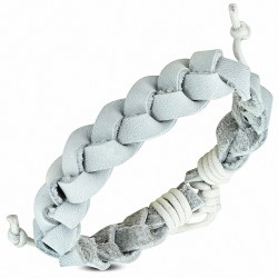 Bracelet ajustable en cuir blanc avec corde tressée à la mode