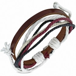 Bracelet ajustable en cuir marron avec cordon de serrage à la mode - FWB042