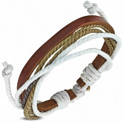 Bracelet ajustable en cuir marron avec cordon de serrage à la mode - FWB043