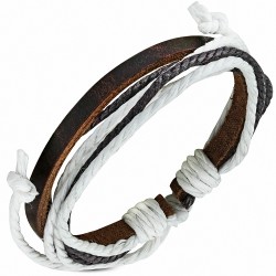 Bracelet ajustable en cuir marron avec cordon de serrage à la mode - FWB045